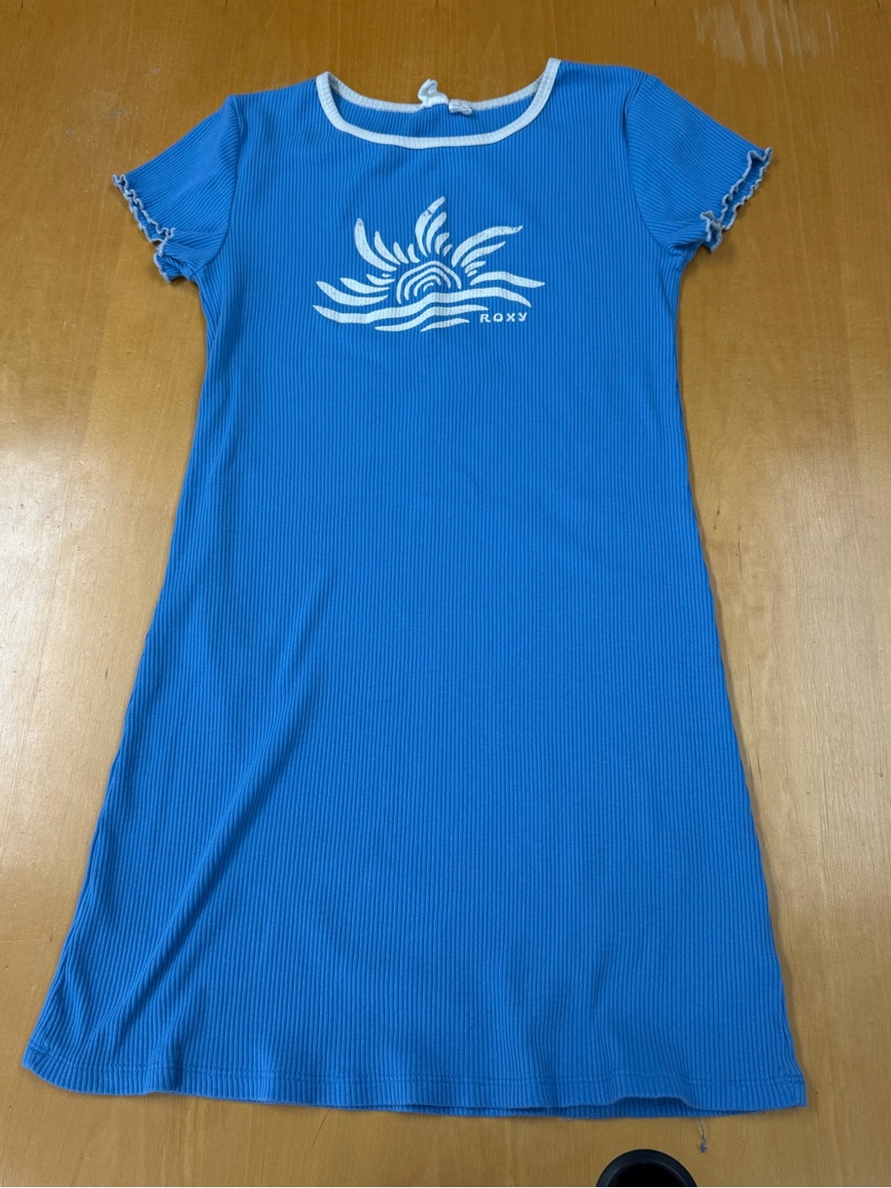 Roxy Youth Dress Girls  L 14 / 16 Ribbed Tee Dress with White Sun Graphic